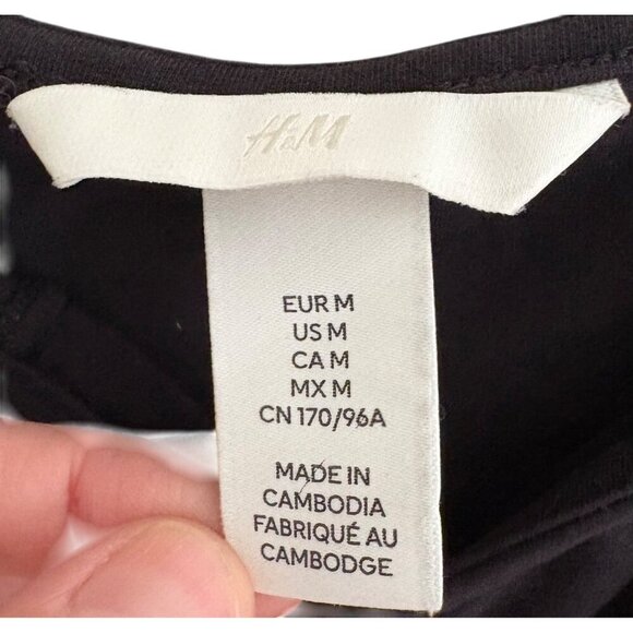 H&M Sleeveless Ribbed Thong Bodysuit in Black Size Medium - Picture 5 of 7